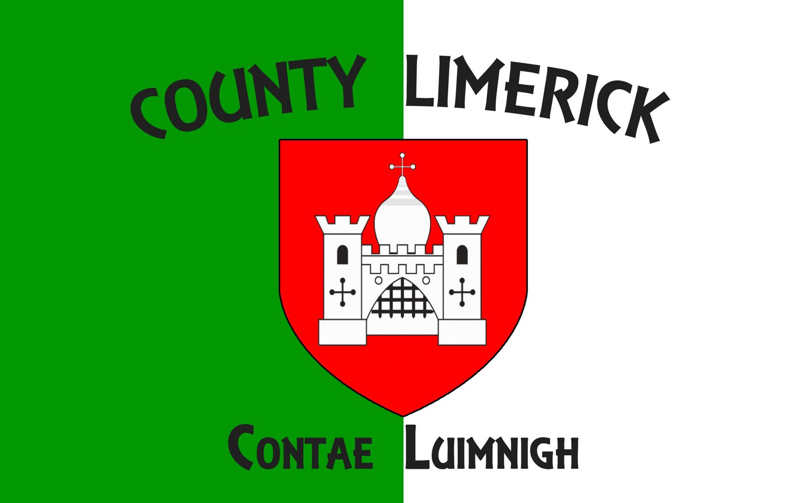 Flag of County Limerick is a county in Ireland. It is located in the province of Munster, and is also part of the Mid-West Region. Limerick City and County Council is the local council for the county.